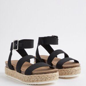 Torrid Women's Black Elastic Espadrille Platform Sandal - Black (9 WW) - NWOT